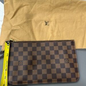 Neverfull Damier Ebene Pochette Wristlet Pouch Brown
